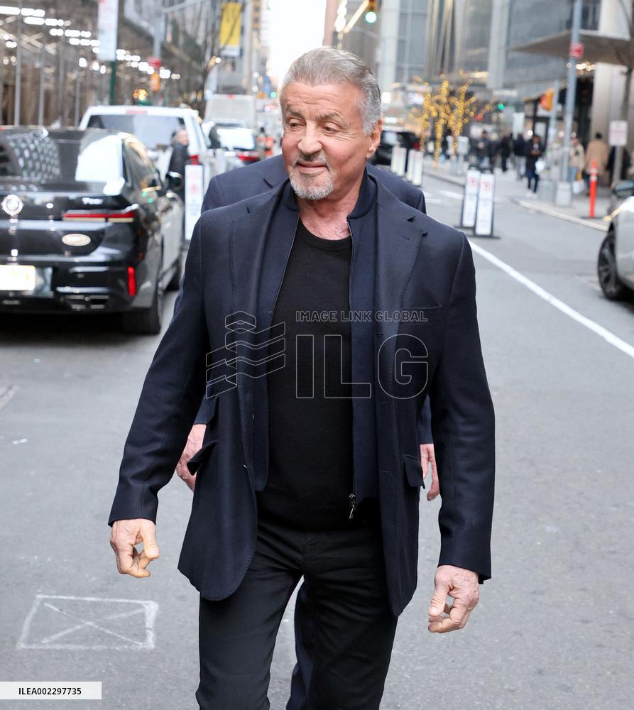 Sylvester Stallone And Wife Exit Their Hotel - NYC