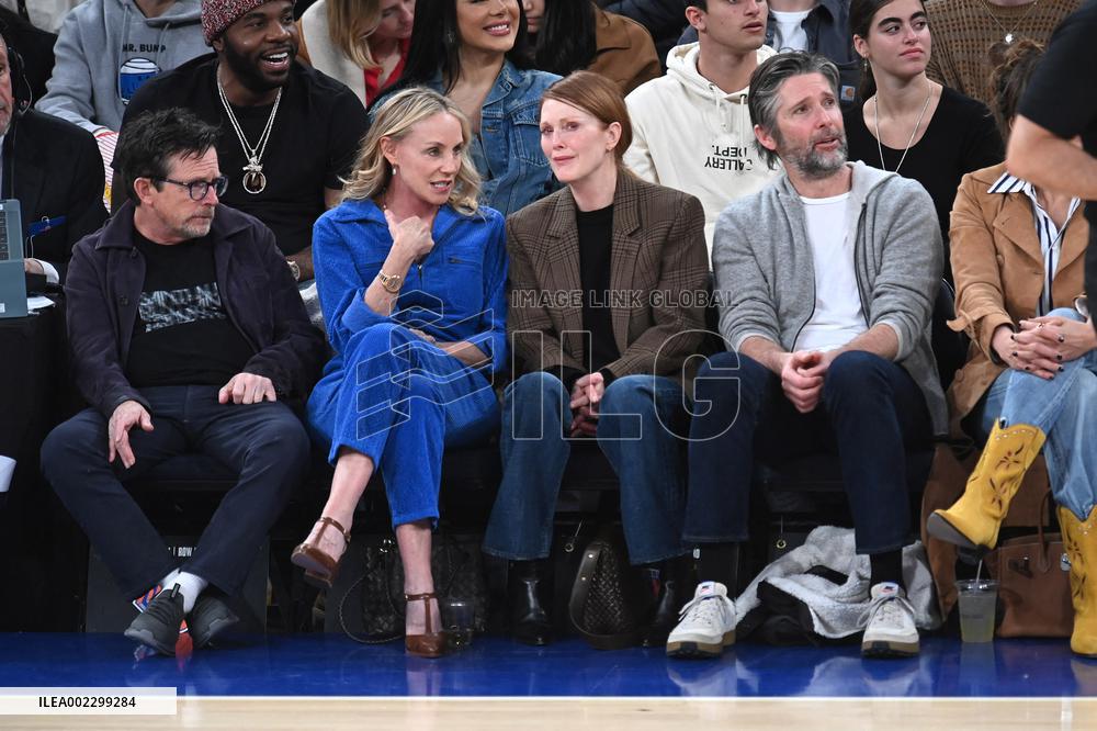 Celebs At Dallas Mavericks V New York Knicks Games - NYC