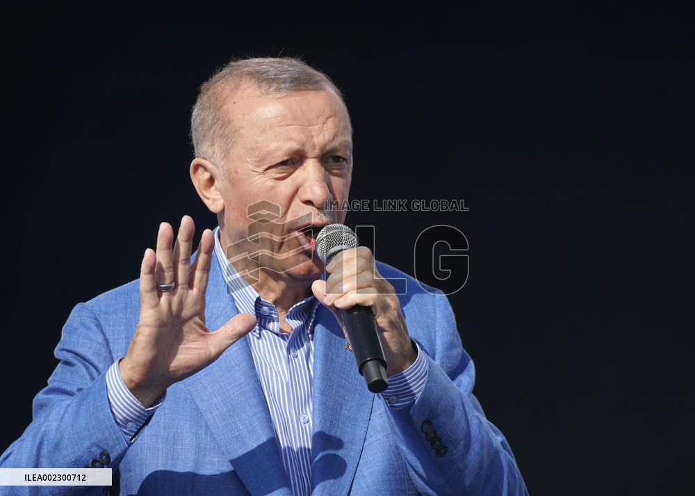 Turkey President Erdogan in election rally