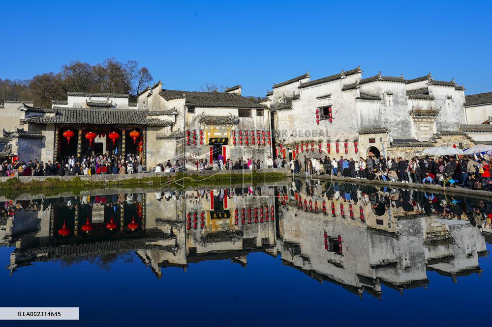 Tourists visit Hongcun Village in Huangshan