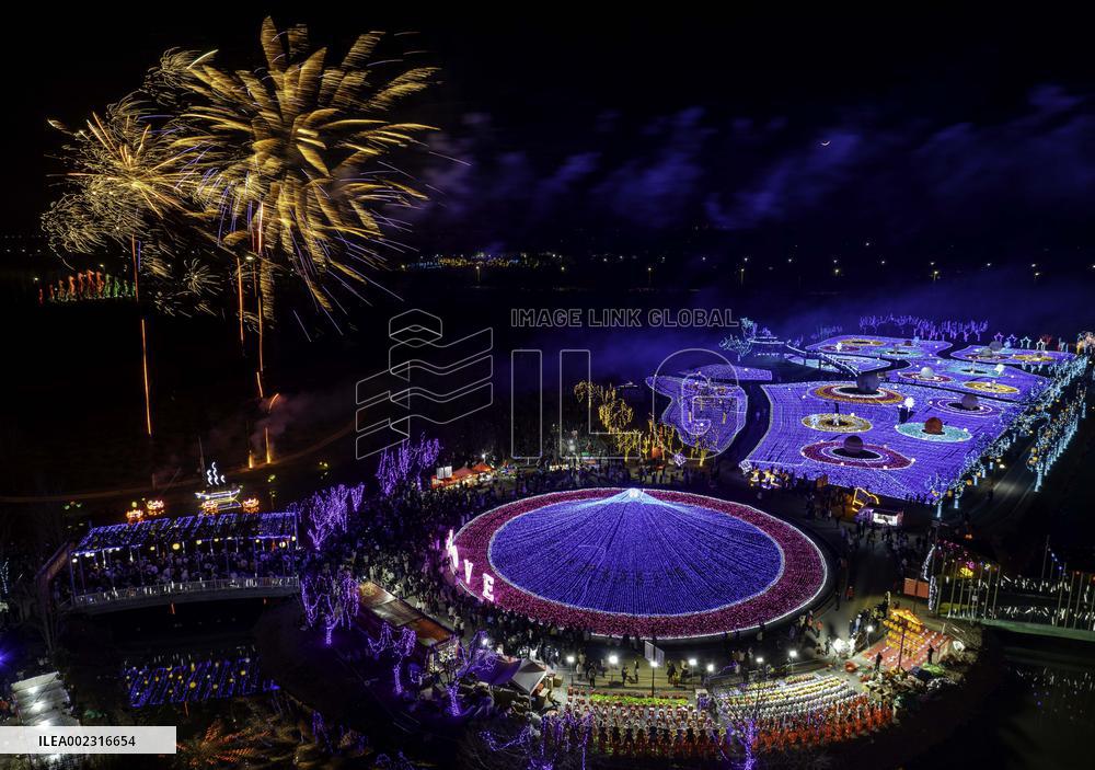 Tourist Attend The First Baima Lake Lantern Fair in Huai 'an, China