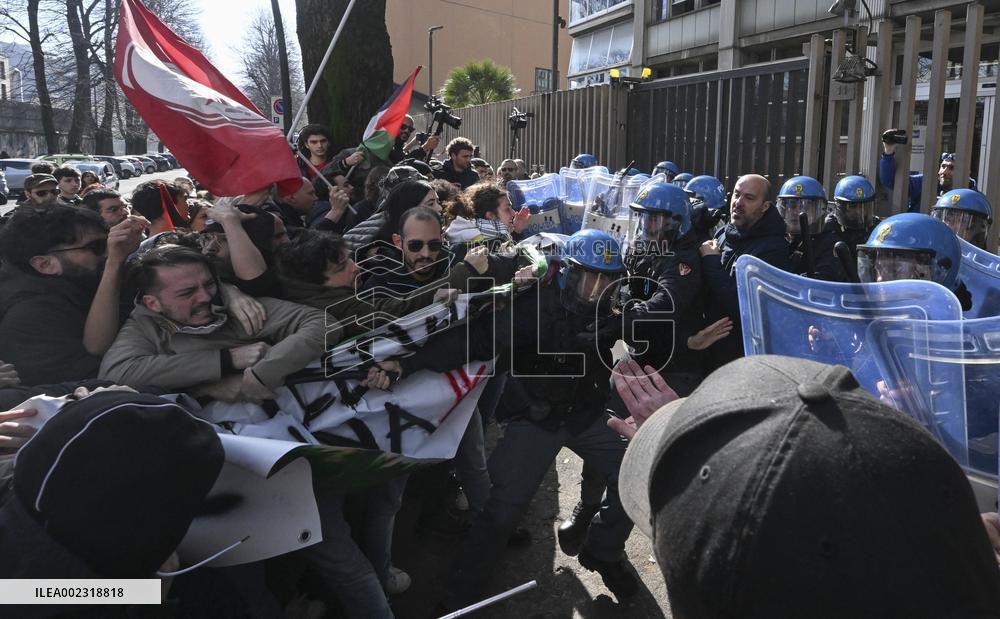Tension in Front of the RAI Headquarters In Naples