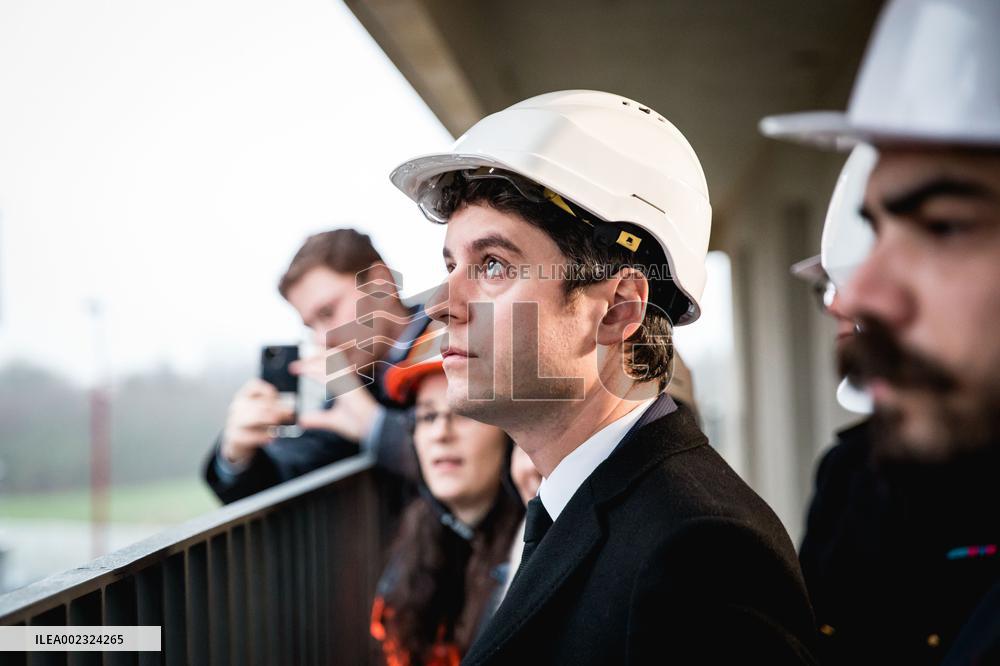 PM Attal Visits A Housing Construction Site - Villejuif