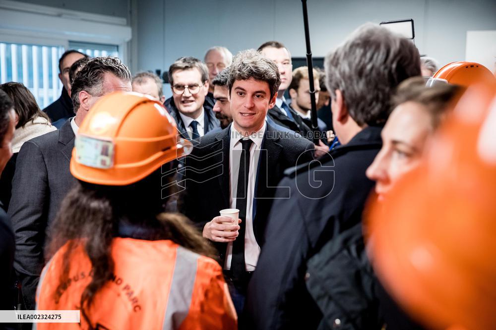 PM Attal Visits A Housing Construction Site - Villejuif