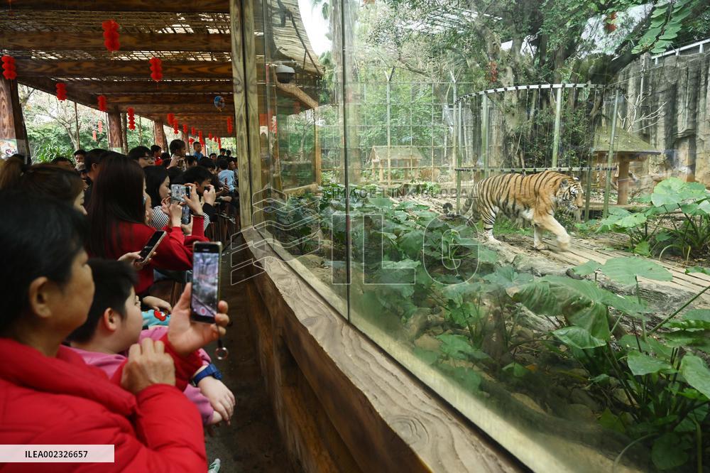 Tourists Visit Various Animal Halls at Nanning Zoo