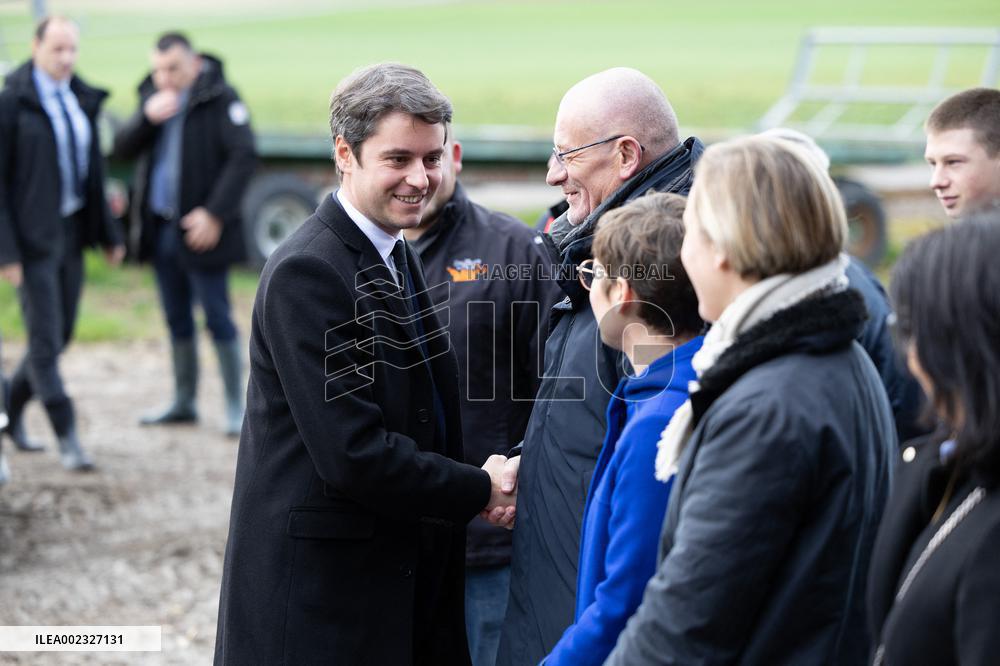 PM Attal Visits A Cattle Farm - Janvilliers