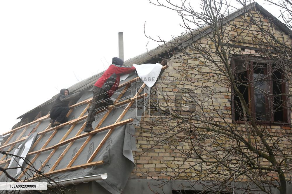 Aftermath of Russian missile attack in Kyiv region
