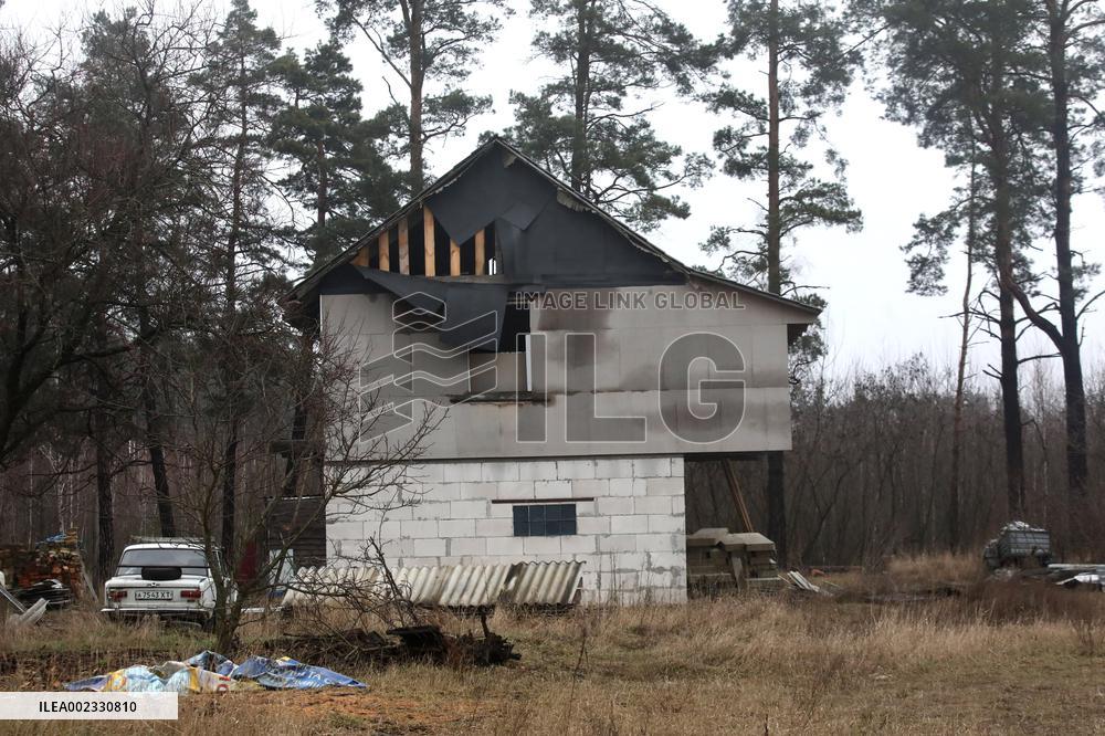 Aftermath of Russian missile attack in Kyiv region