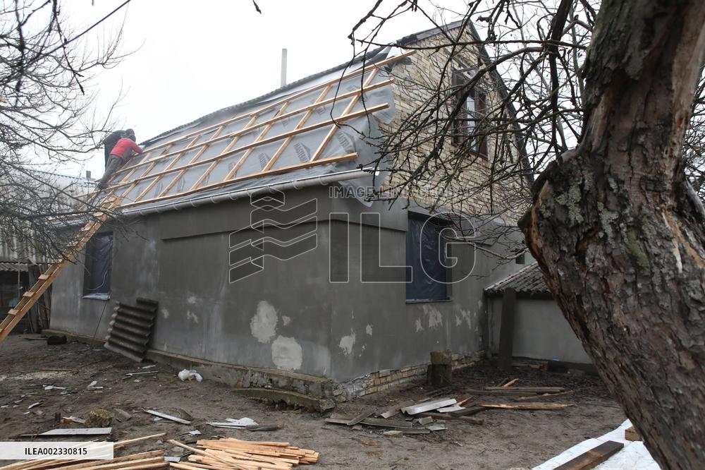 Aftermath of Russian missile attack in Kyiv region