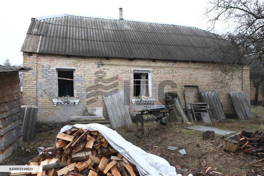 Aftermath of Russian missile attack in Kyiv region