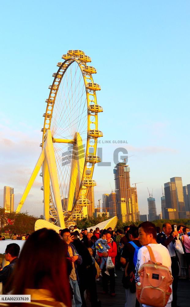 A Ferris Wheel at Sunset in Shenzhen