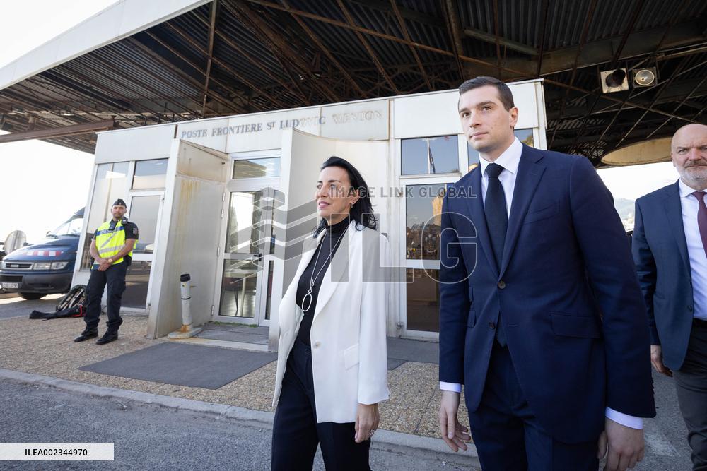 Jordan Bardella Visits The Franco-Italian Border Crossing - Menton