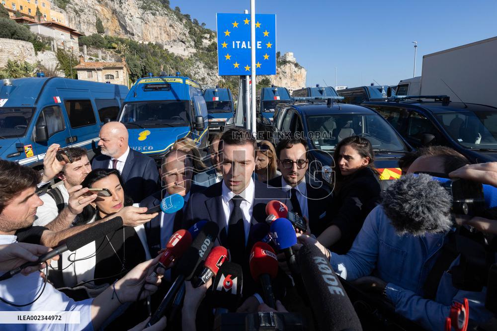 Jordan Bardella Visits The Franco-Italian Border Crossing - Menton