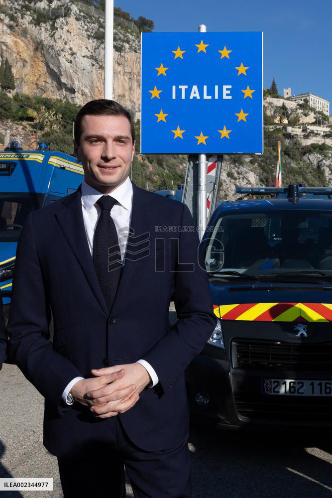 Jordan Bardella Visits The Franco-Italian Border Crossing - Menton
