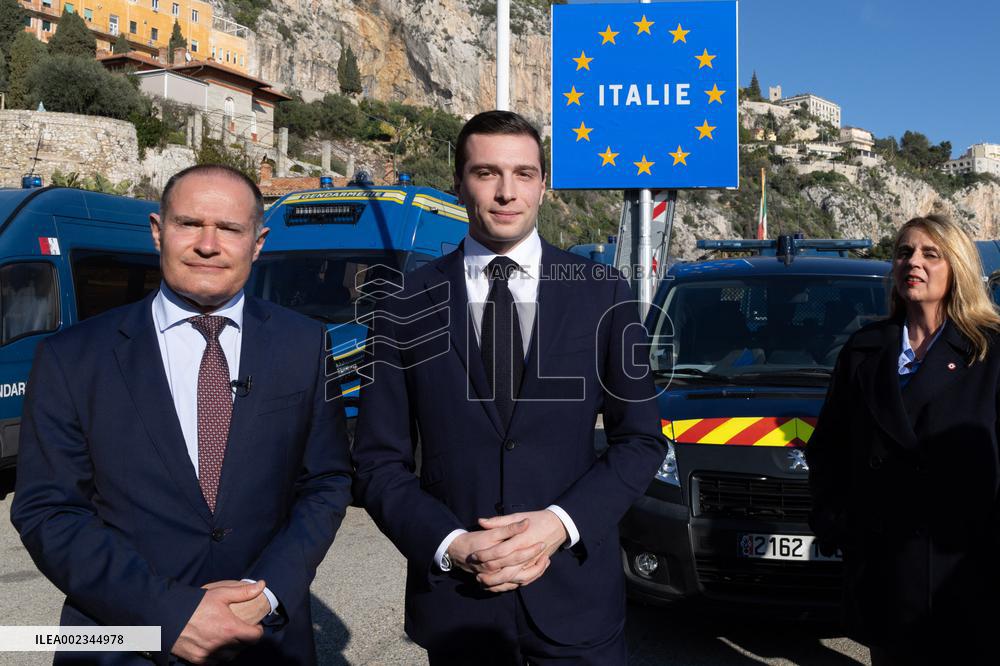 Jordan Bardella Visits The Franco-Italian Border Crossing - Menton