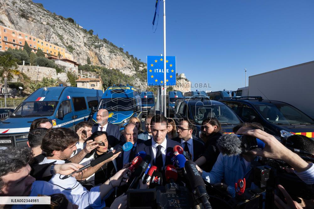 Jordan Bardella Visits The Franco-Italian Border Crossing - Menton