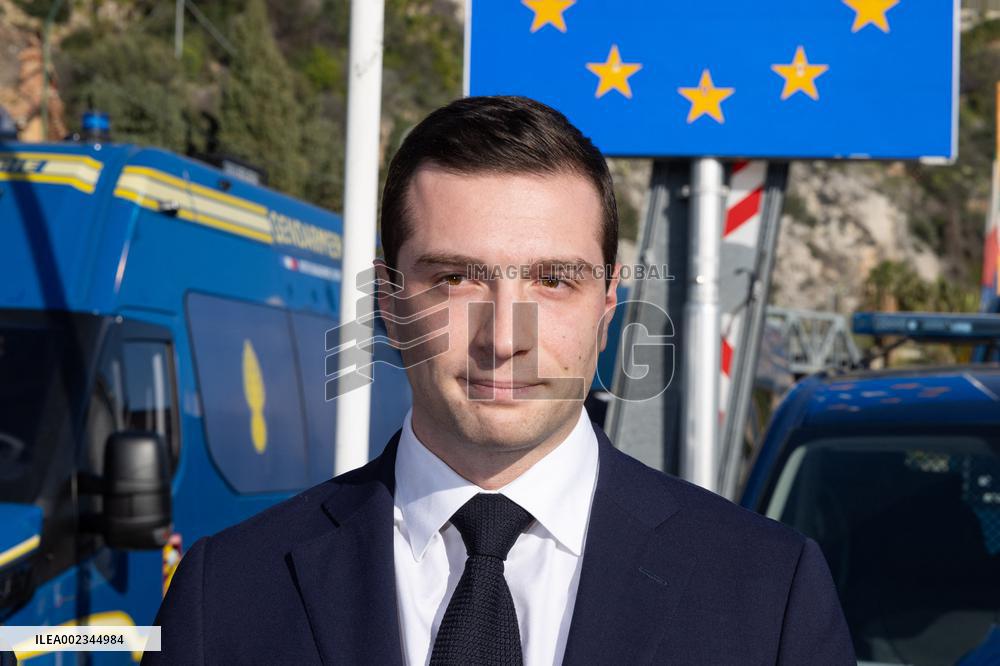 Jordan Bardella Visits The Franco-Italian Border Crossing - Menton