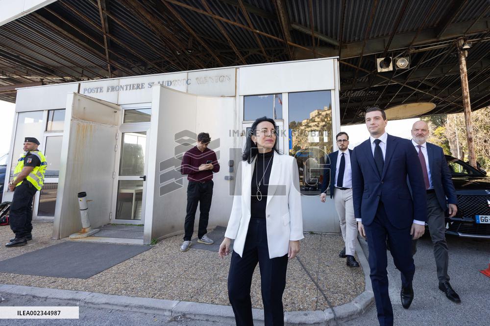 Jordan Bardella Visits The Franco-Italian Border Crossing - Menton