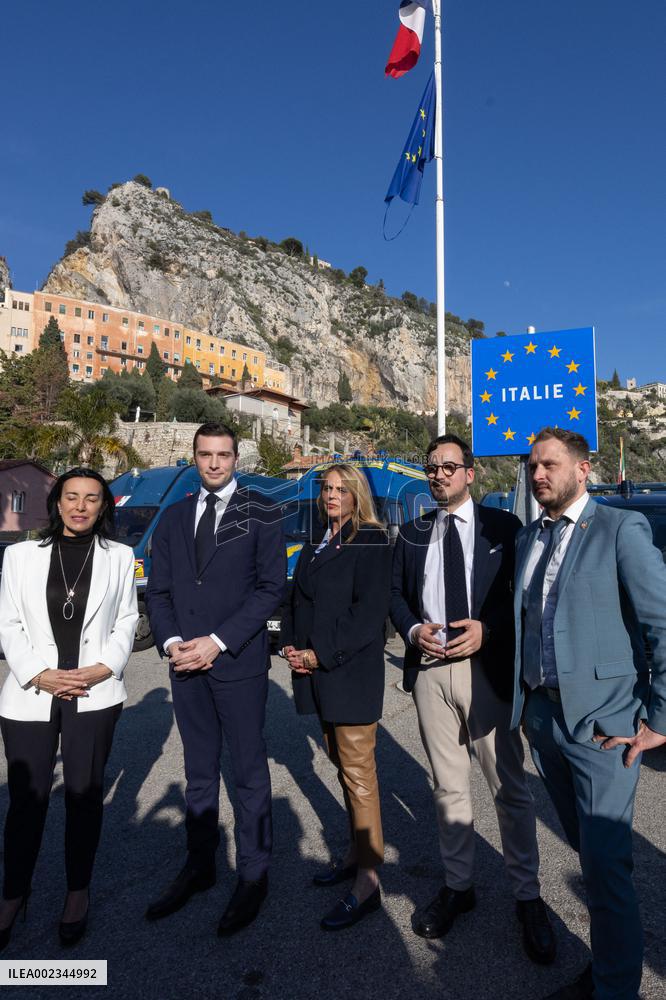 Jordan Bardella Visits The Franco-Italian Border Crossing - Menton