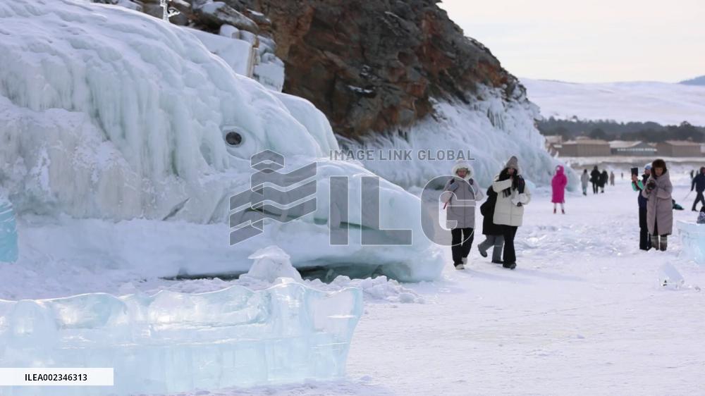 Ice sculpture festival held on Russia's Lake Baikal