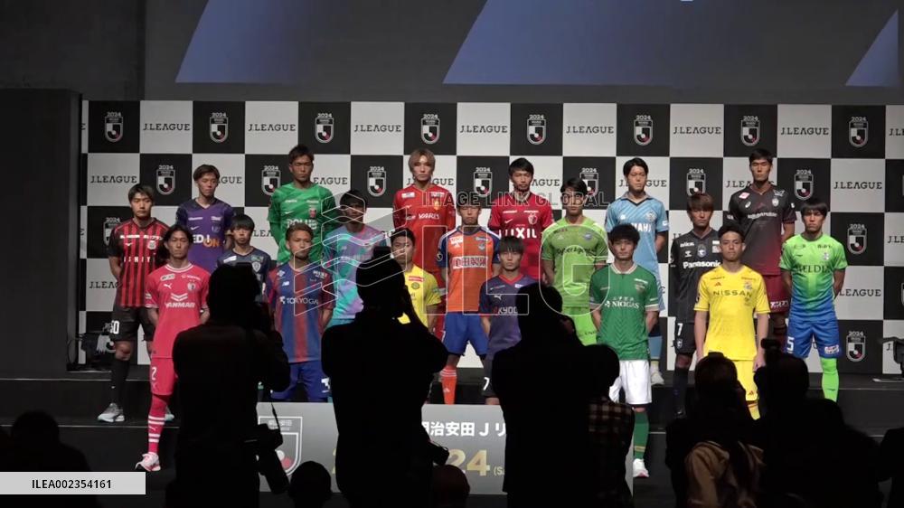Football J-League players gather at promotional event for season