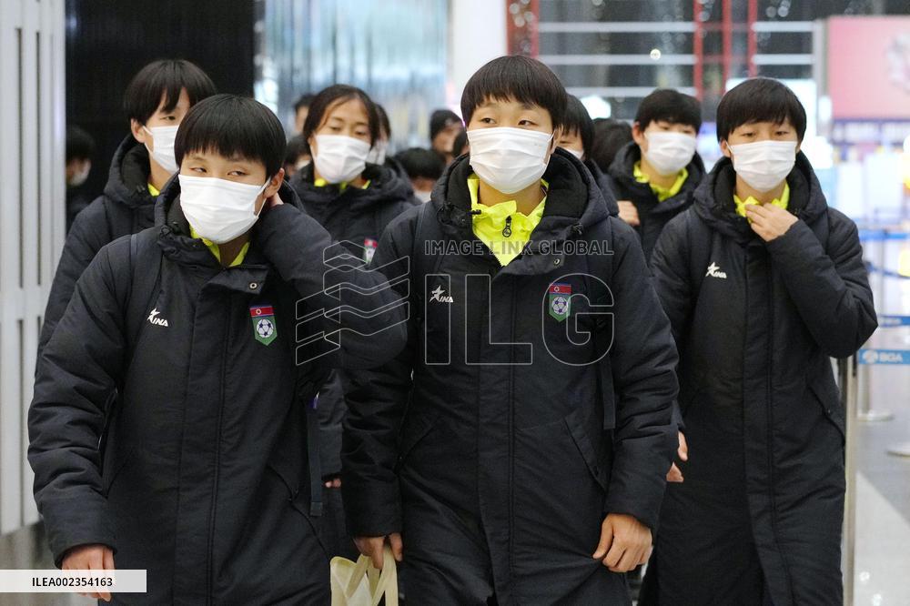Football: N. Korea team ahead of Olympic qualifier