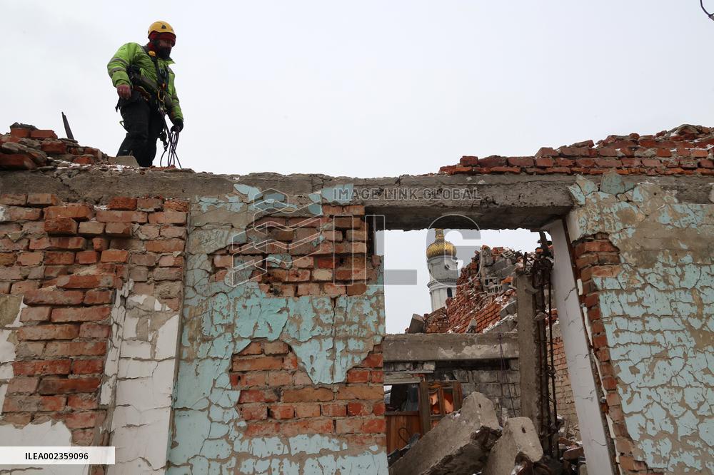 Utility workers repair consequences of Russian shelling in Kharkiv