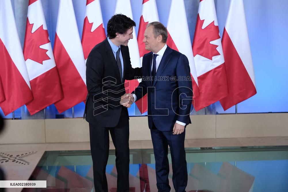 Justin Trudeau And Donald Tusk Provide Statement On Ukraine - Warsaw