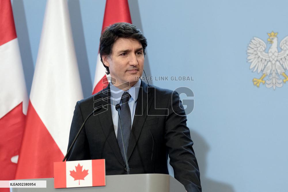 Justin Trudeau And Donald Tusk Provide Statement On Ukraine - Warsaw