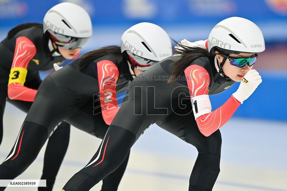 (SP)CHINA-INNER MONGOLIA-HULUN BUIR-14TH NATIONAL WINTER GAMES-SPEED SKATING-JUNIOR WOMEN'S TEAM PERSUIT (CN)