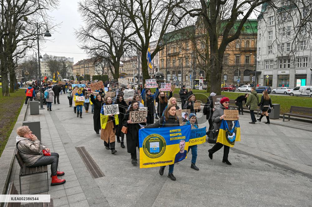 Rally in support of Ukrainian POWs in Lviv