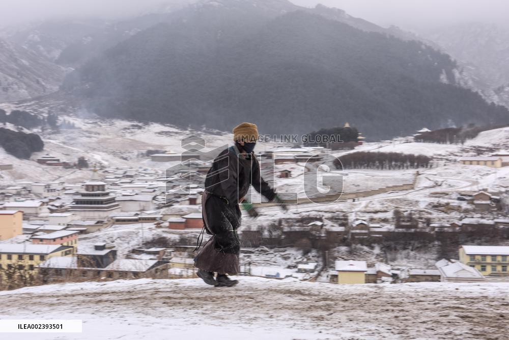Langmu Temple Snow Scenery in Gannan