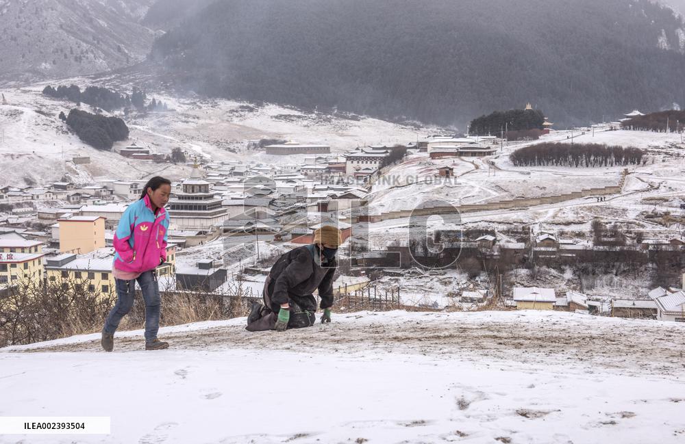 Langmu Temple Snow Scenery in Gannan
