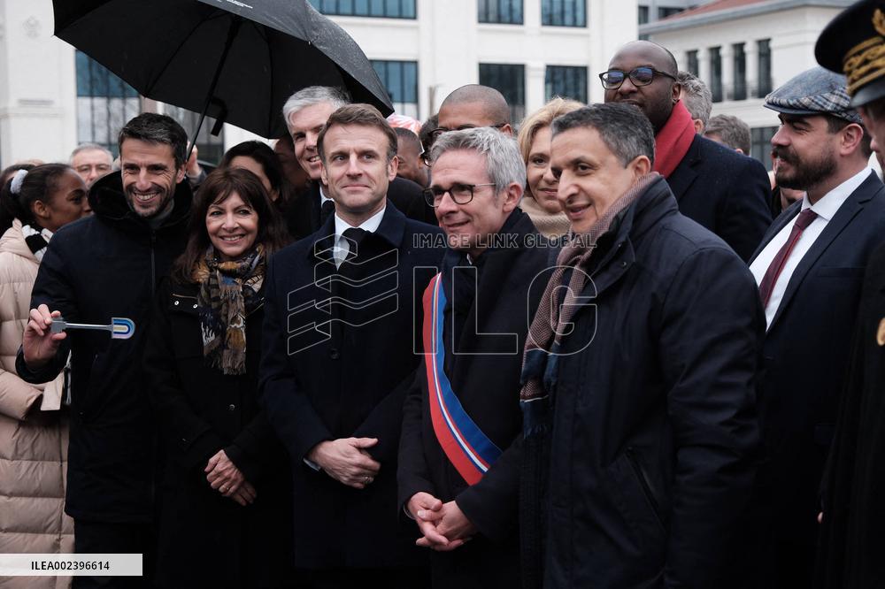 President Macron Visits Paris 2024 Olympic Village - Saint Denis