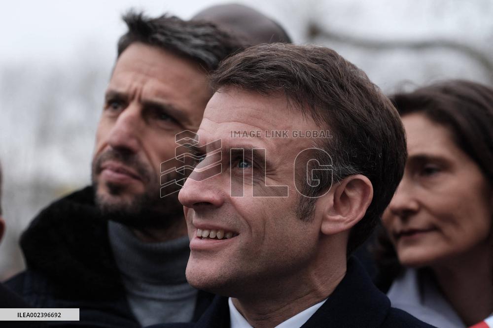 President Macron Visits Paris 2024 Olympic Village - Saint Denis
