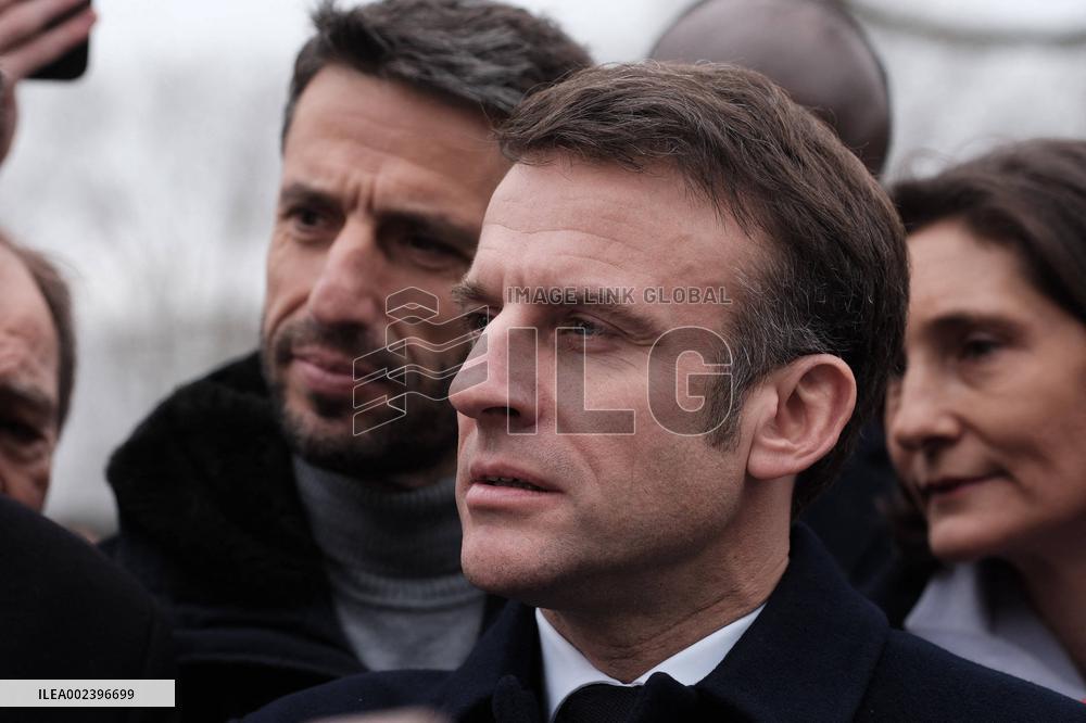 President Macron Visits Paris 2024 Olympic Village - Saint Denis