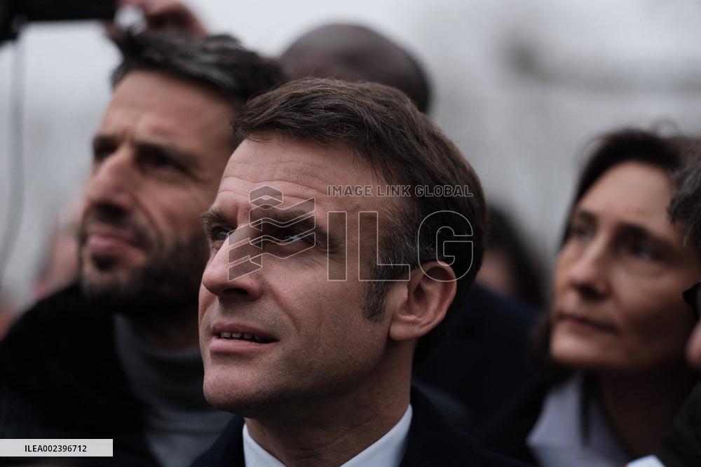 President Macron Visits Paris 2024 Olympic Village - Saint Denis