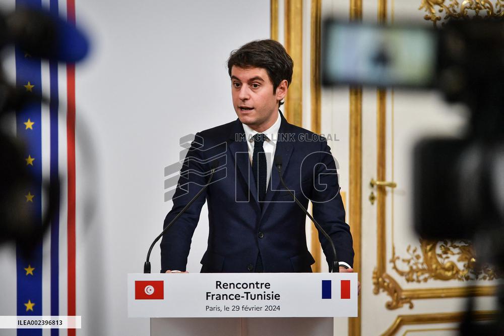 PM Gabriel Attal Meets Tunisian PM Ahmed Hachani - Paris