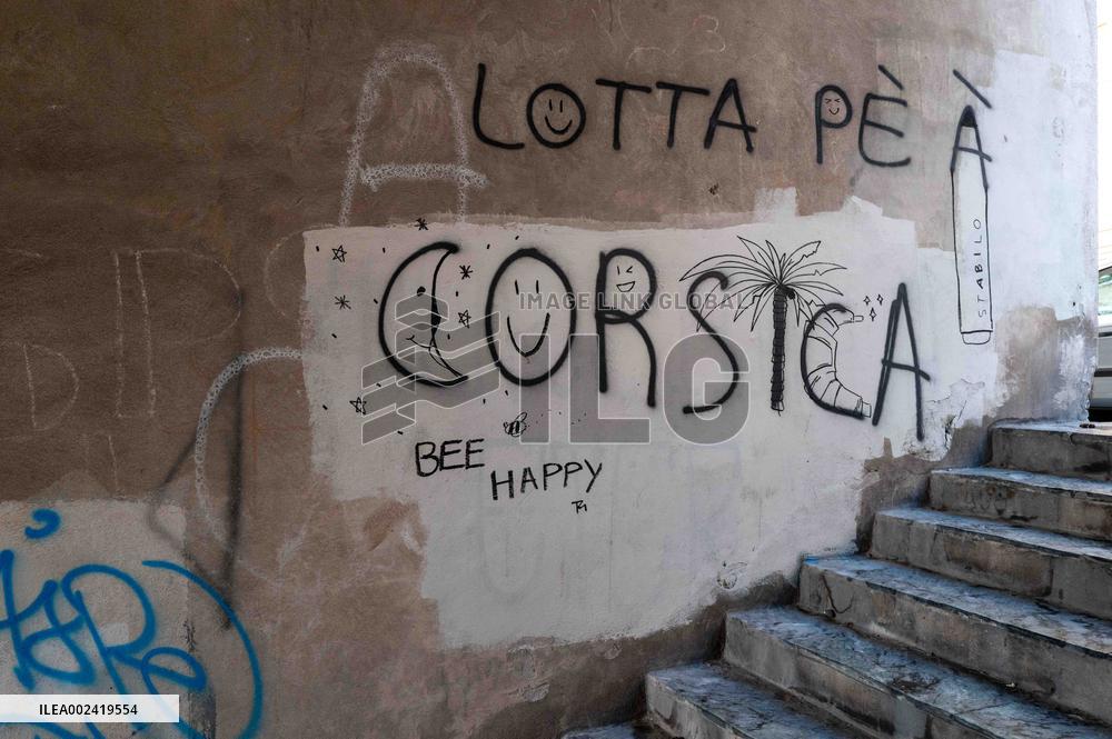 Independentist Graffiti Covers Walls - Bastia