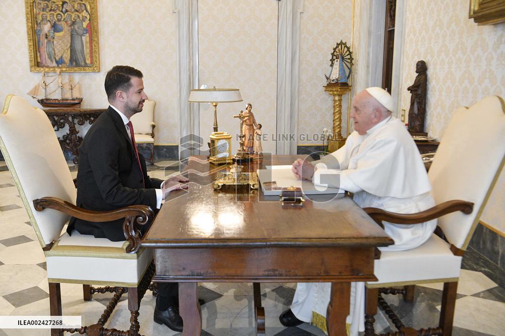 Pope Francis Hold Audiences - Vatican on March 7, 2024. Photo by  by Vatican Media/Catholic Press Photos/IPA/ABACAPRESS.COM