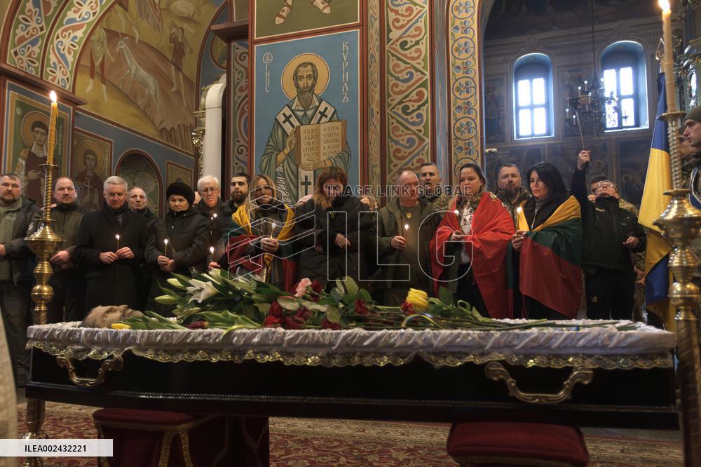 Memorial service for Lithuanian volunteer Tadas Tumas in Kyiv