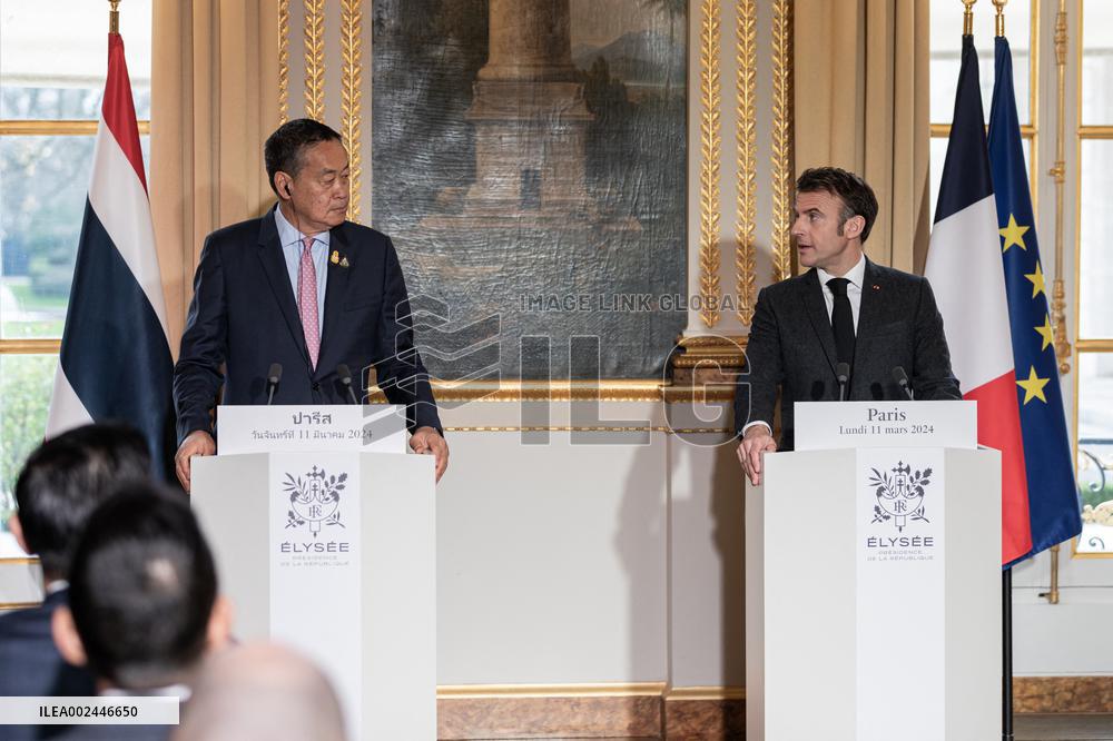 President Macron with Thailand's PM Thavisin Press Conference - Paris