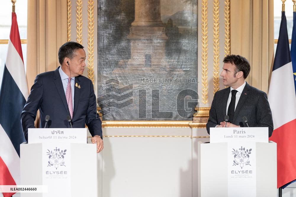 President Macron with Thailand's PM Thavisin Press Conference - Paris