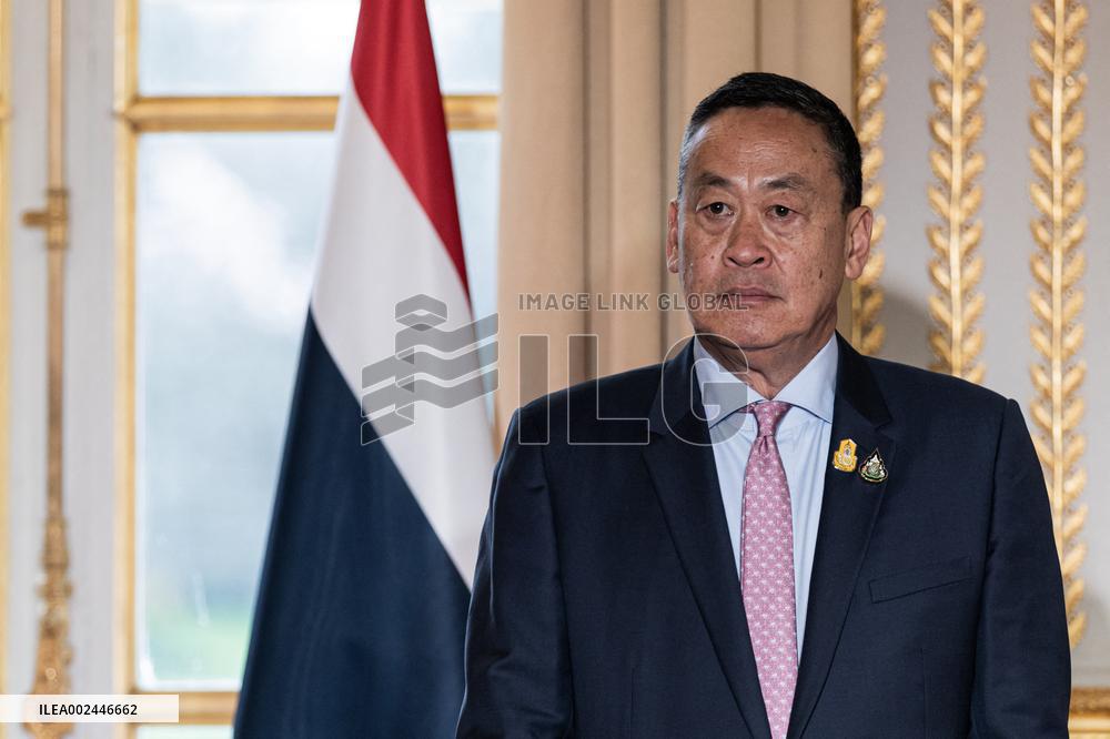 President Macron with Thailand's PM Thavisin Press Conference - Paris