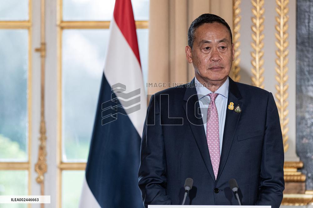 President Macron with Thailand's PM Thavisin Press Conference - Paris