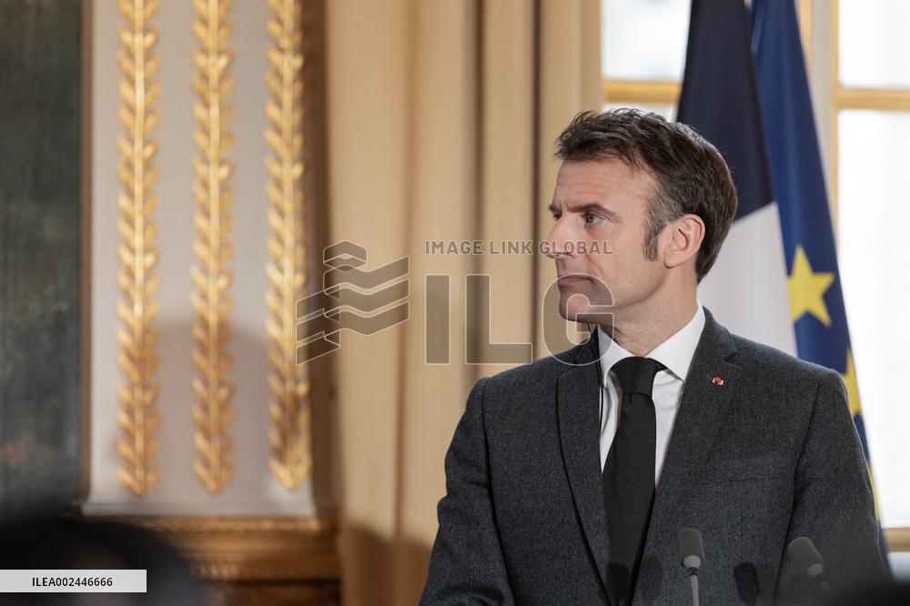 President Macron with Thailand's PM Thavisin Press Conference - Paris