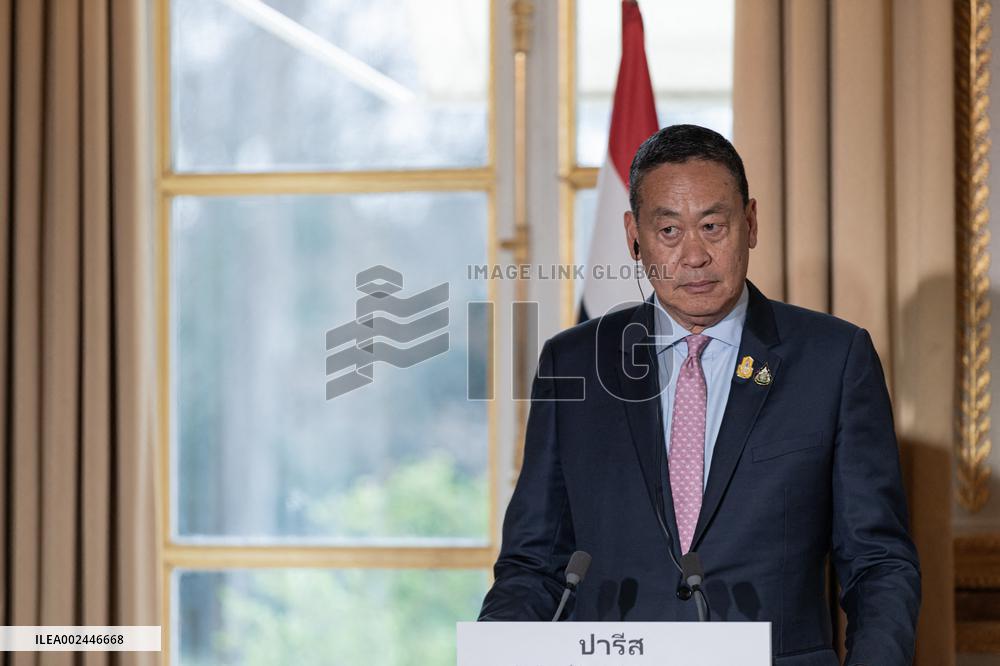 President Macron with Thailand's PM Thavisin Press Conference - Paris