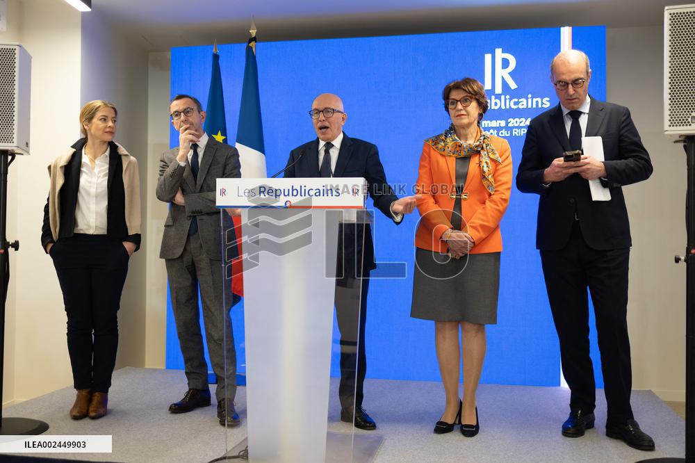 Les Republicains RIP on Immigration Press Conference - Paris