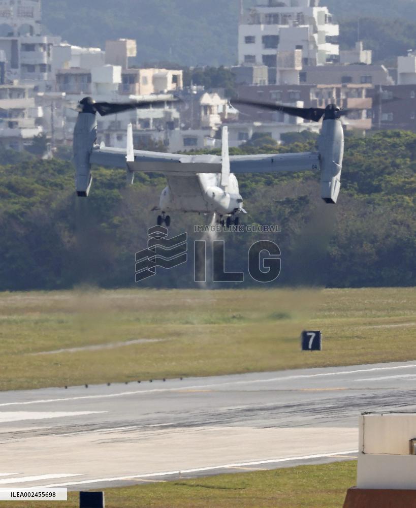 U.S. forces resume Osprey flights in Japan