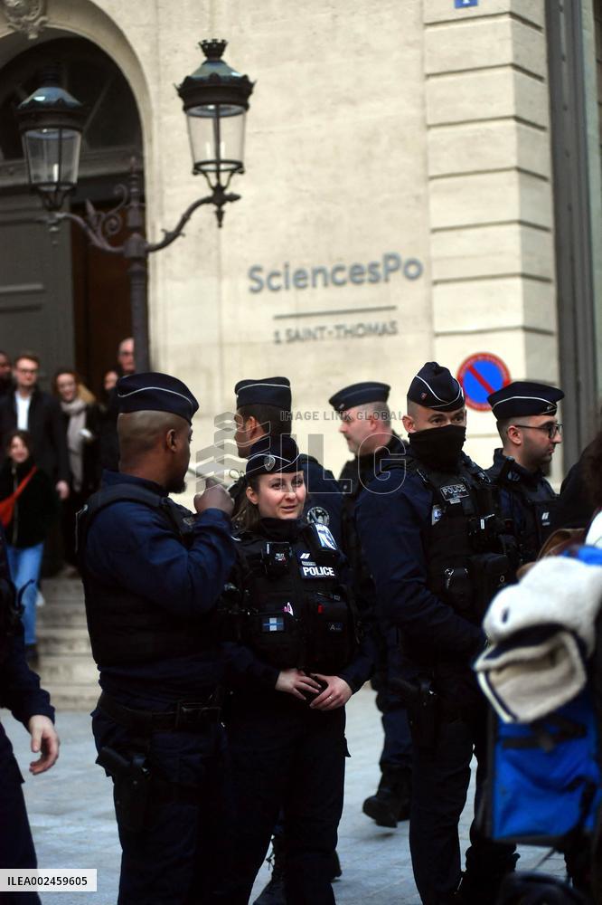 Pro-Palestinian Protest Outside Sciences Po - Paris